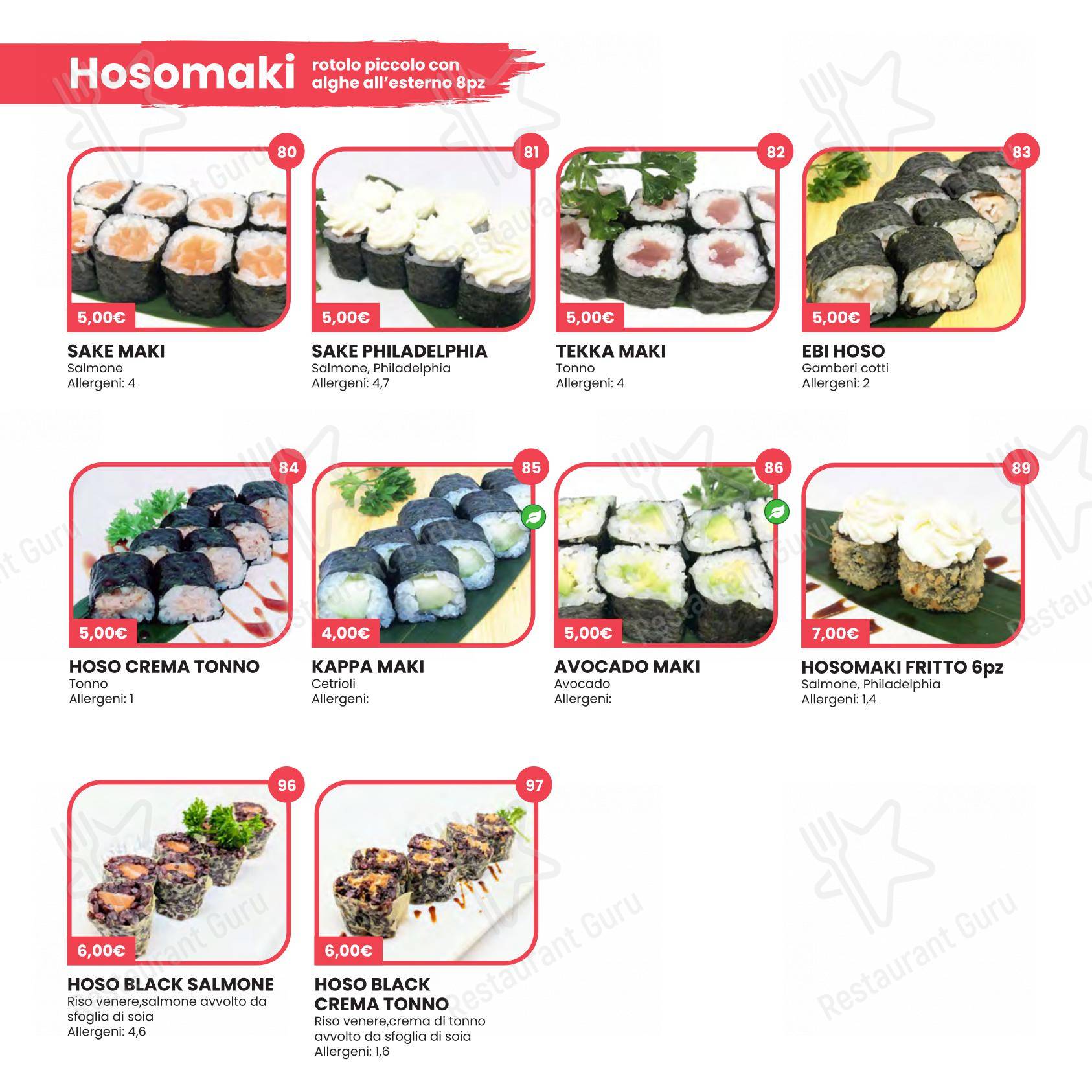 Menu per Hikari Sushi in Brescia