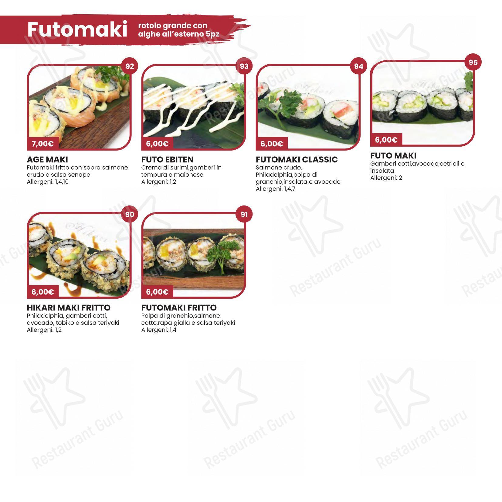 菜单 per Hikari Sushi ristorante
