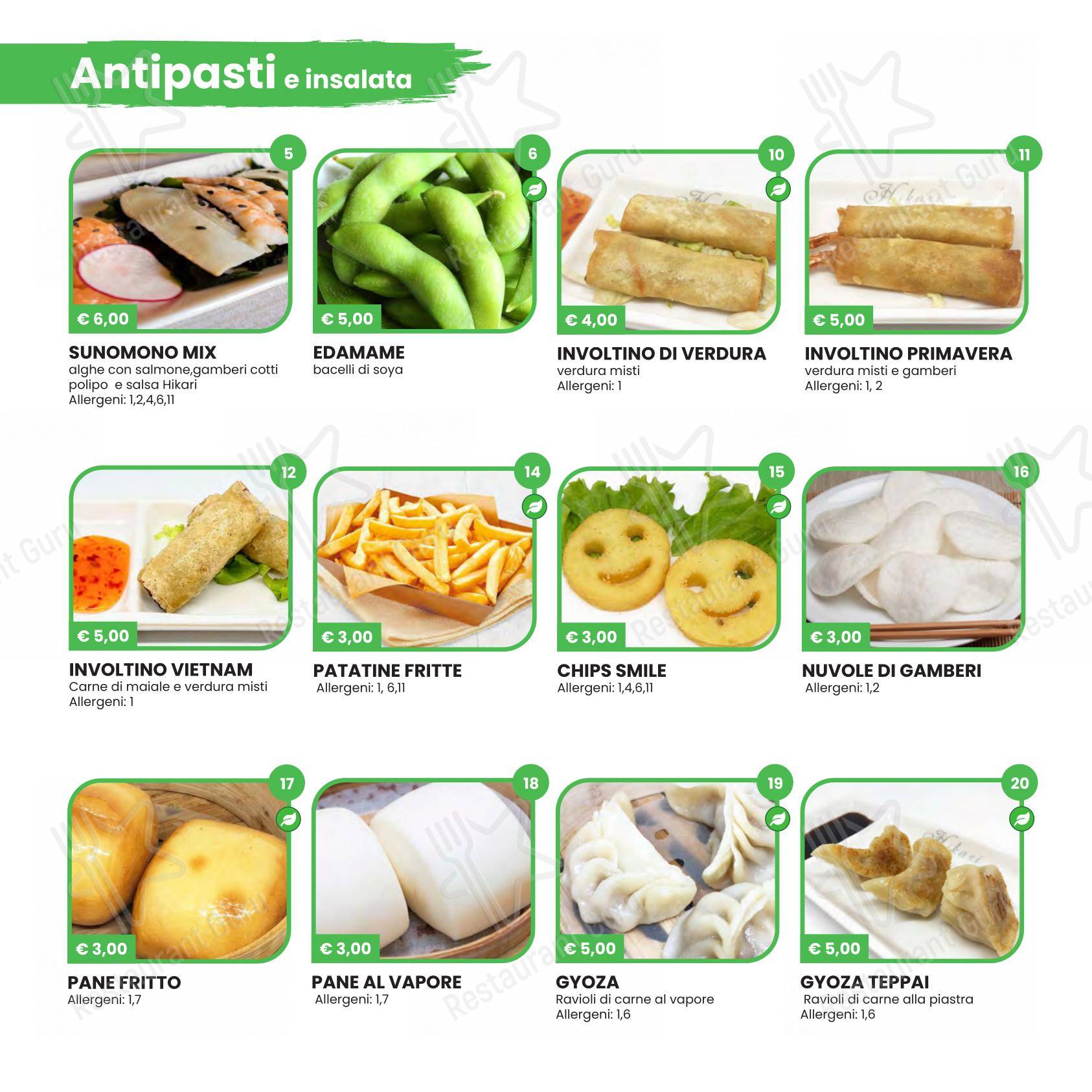 Menu per Hikari Sushi ristorante