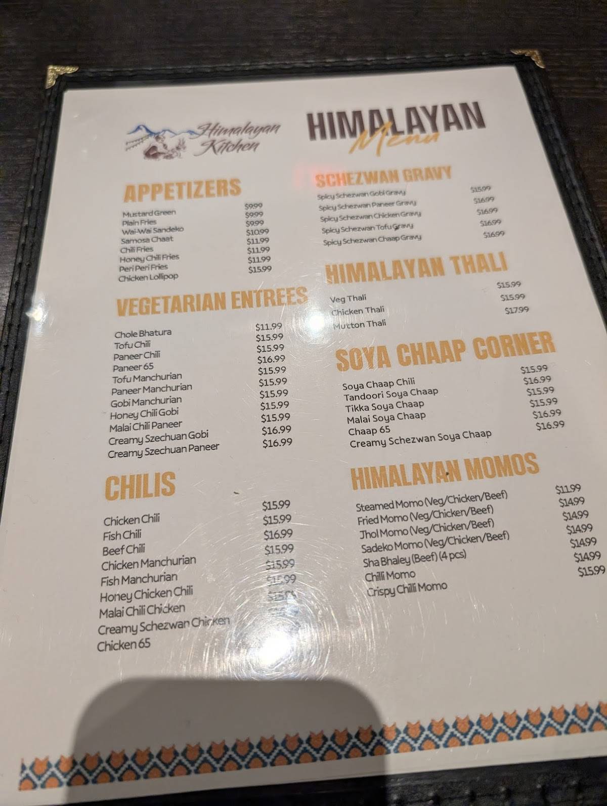 Menu de Himalayan Kitchen (Momo2Go)