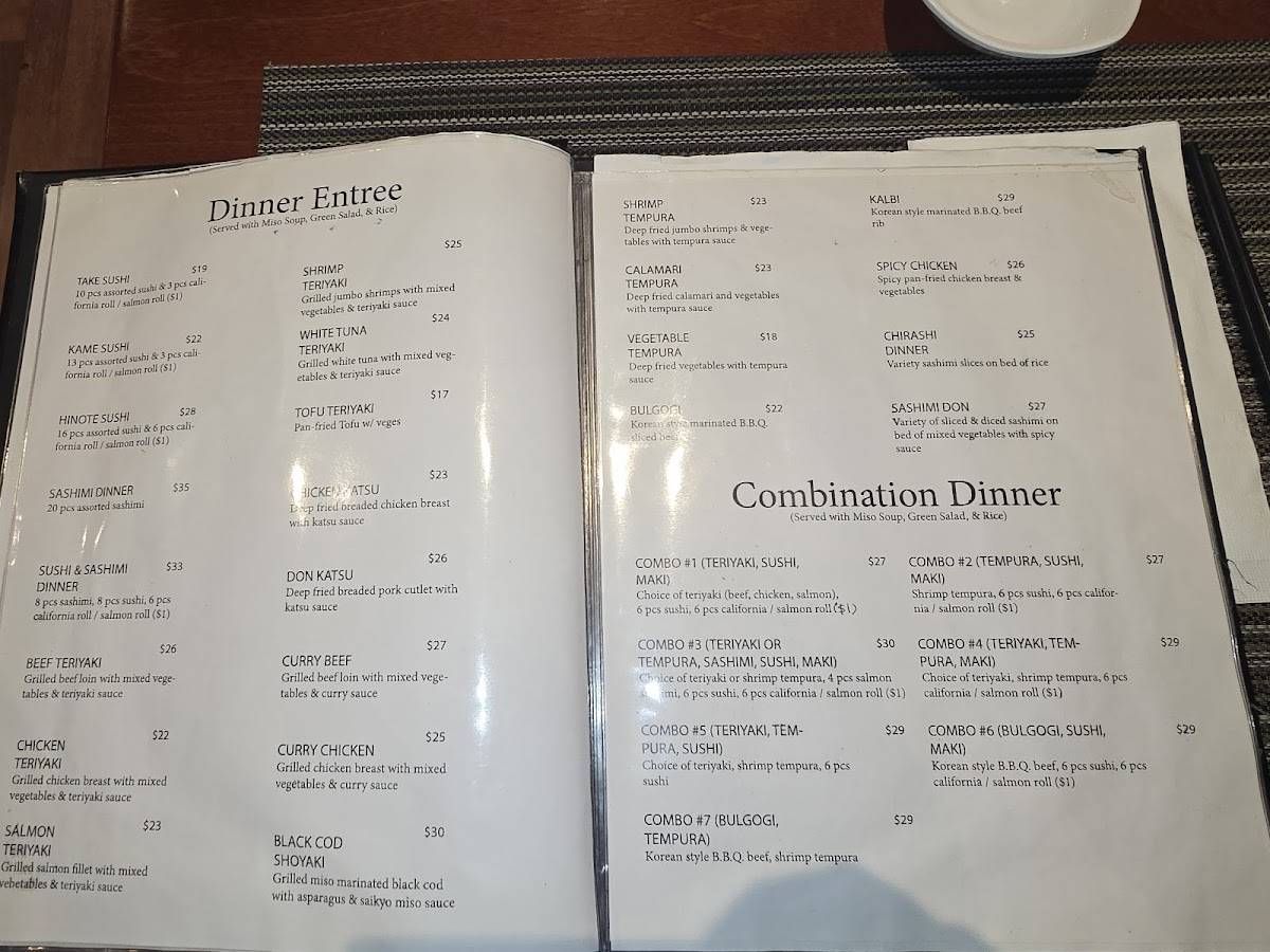 Menu de Hinote Sushi