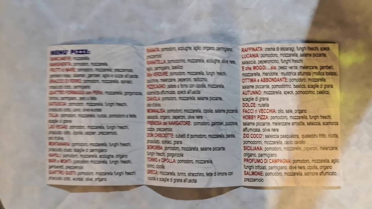 Menu di Hobby Pizza 