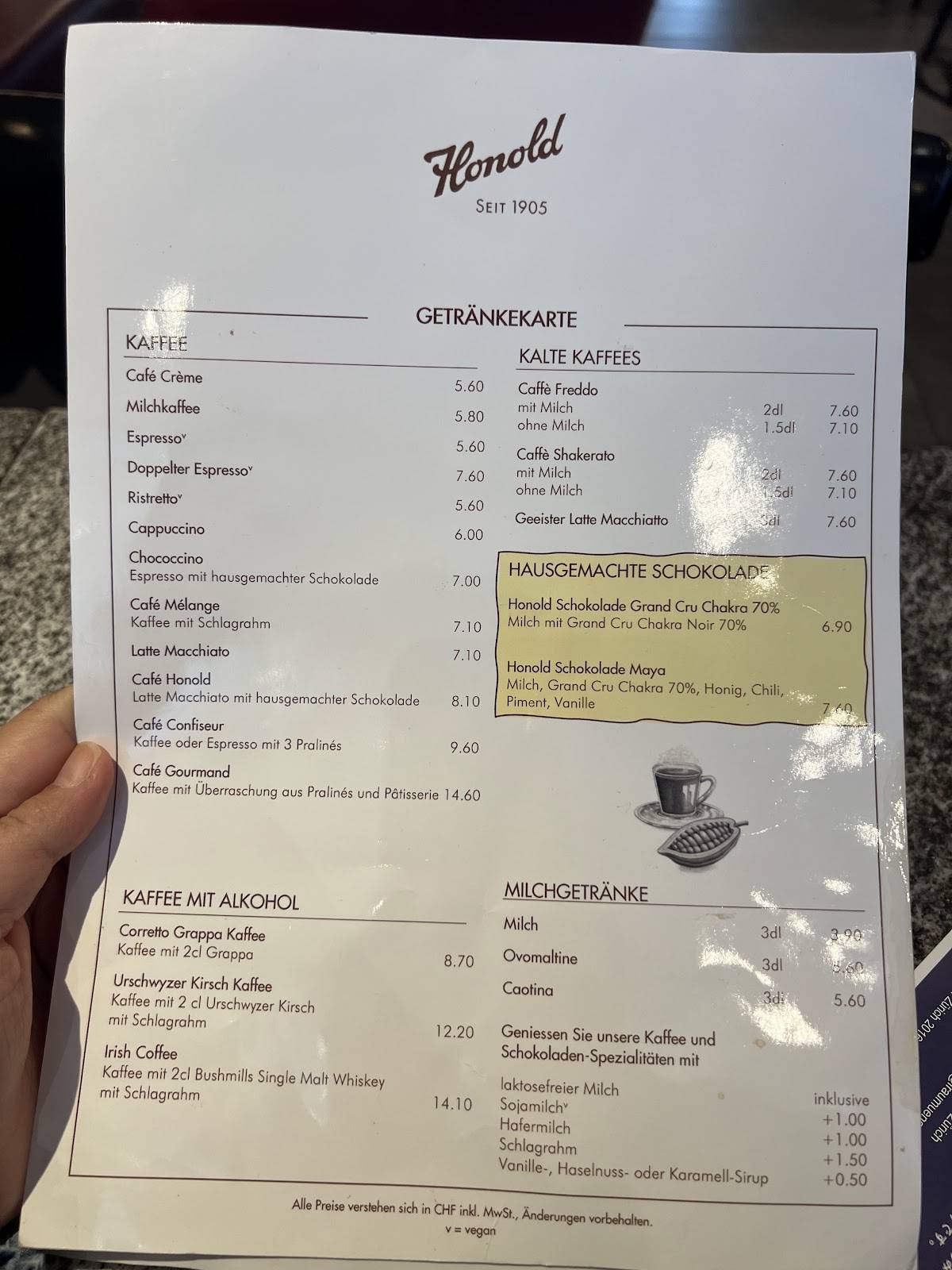 Menu di Honold 