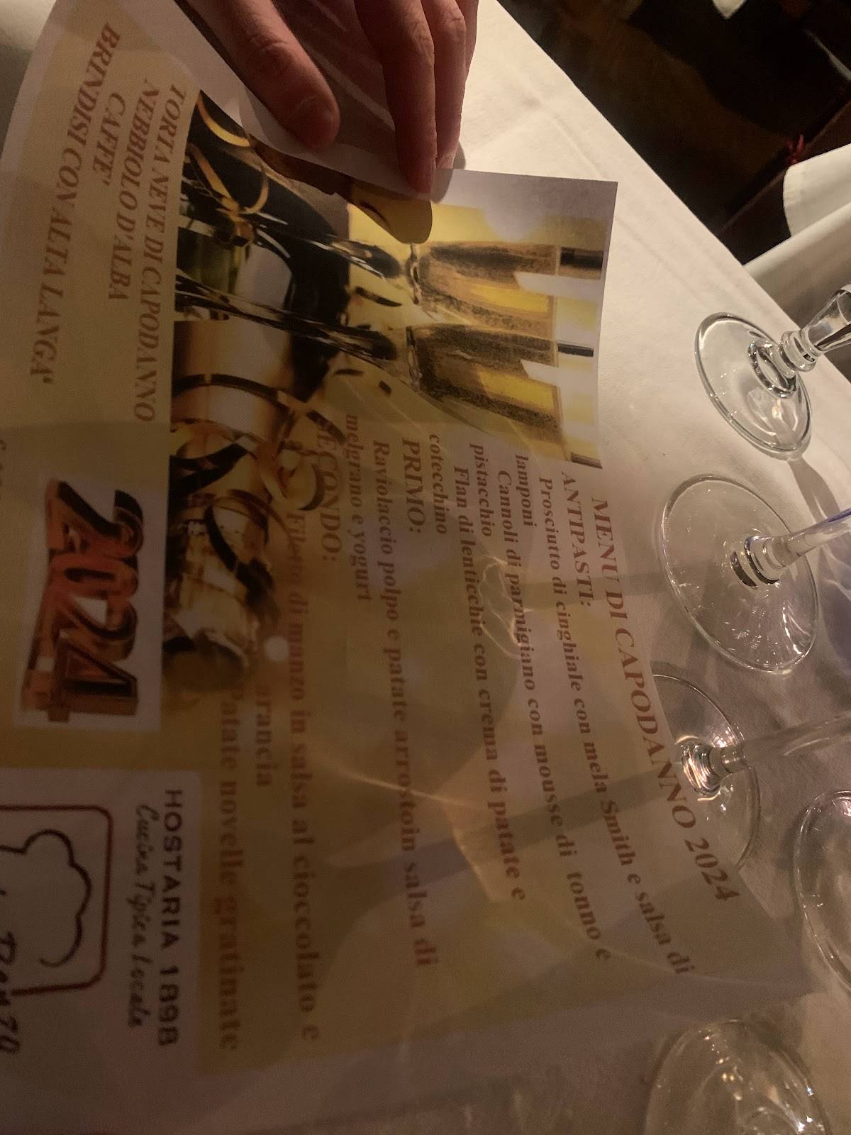 Menu de Hostaria 1898 da Renzo