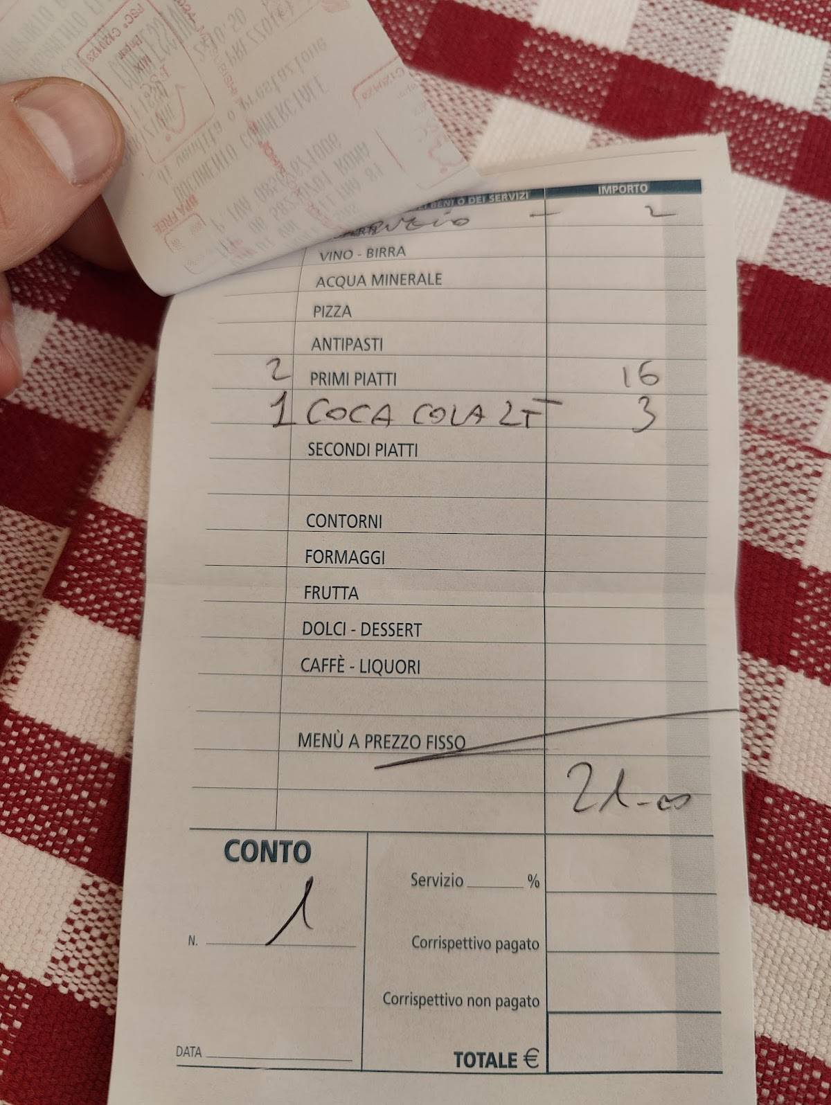 Menu di Hosteria da Settimio 