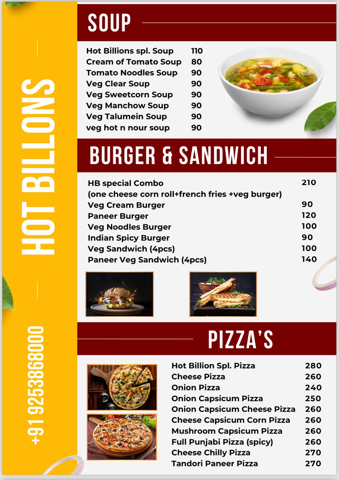 Hot Billions - Best Restaurant Party Hall Amritsari Kulcha Naan in Karnal menu