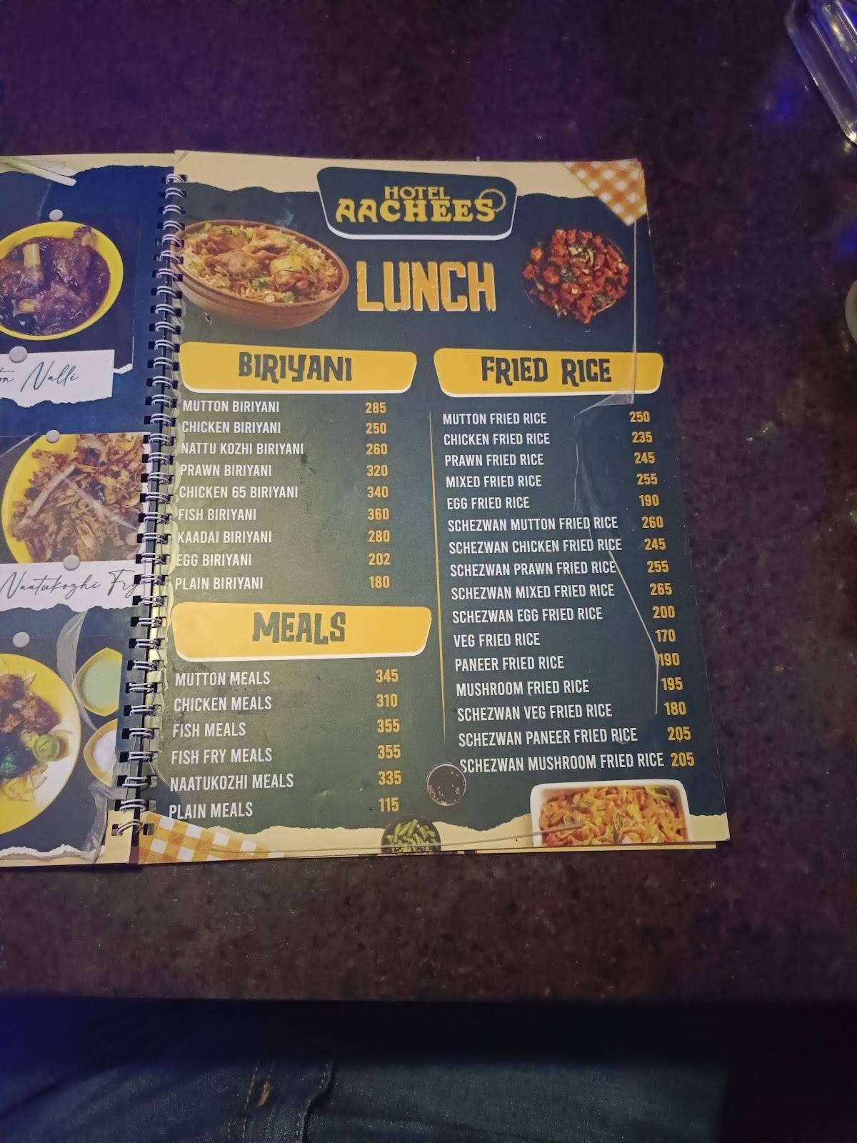 Hotel Aachees menu