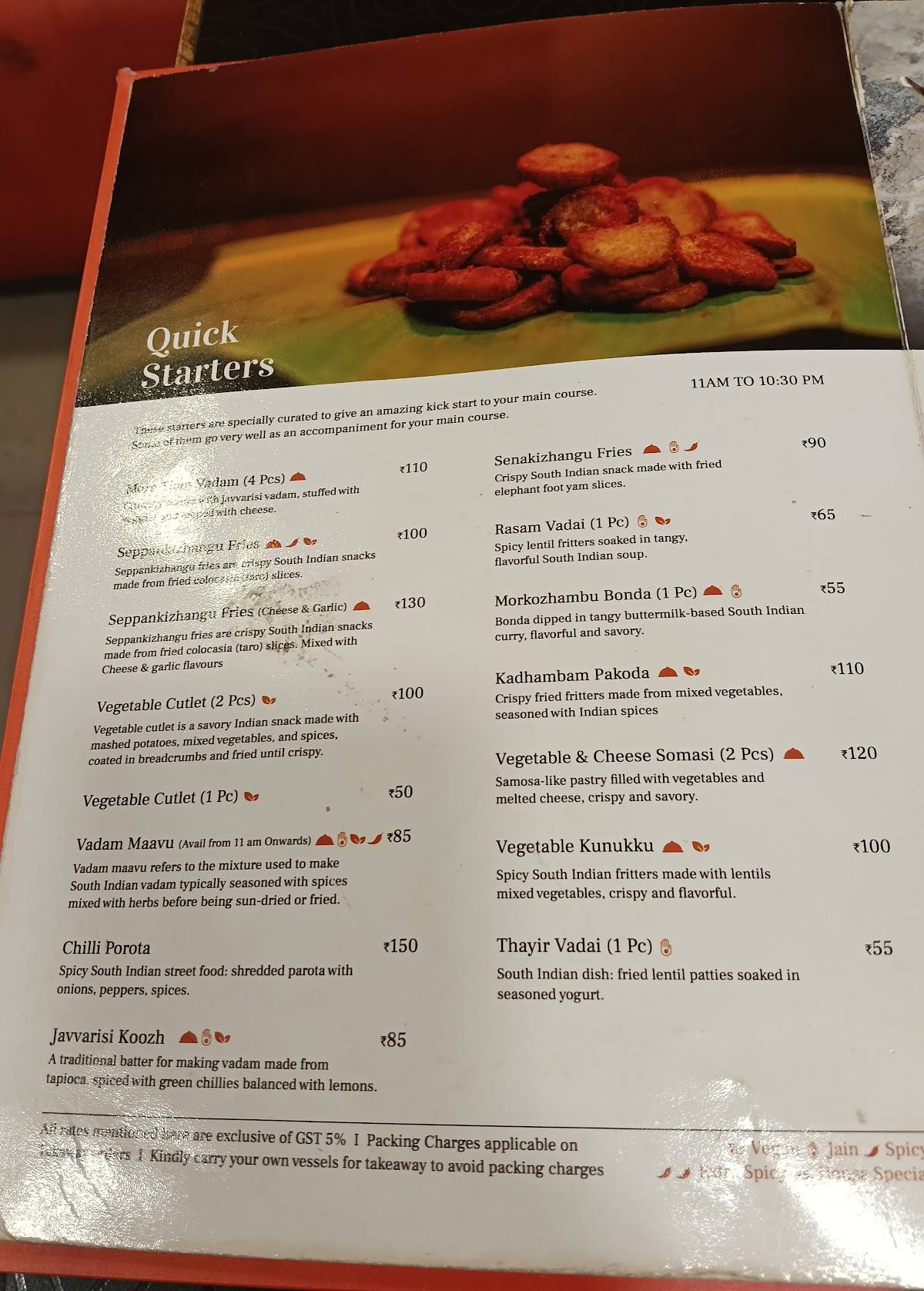 House of Idlies menu
