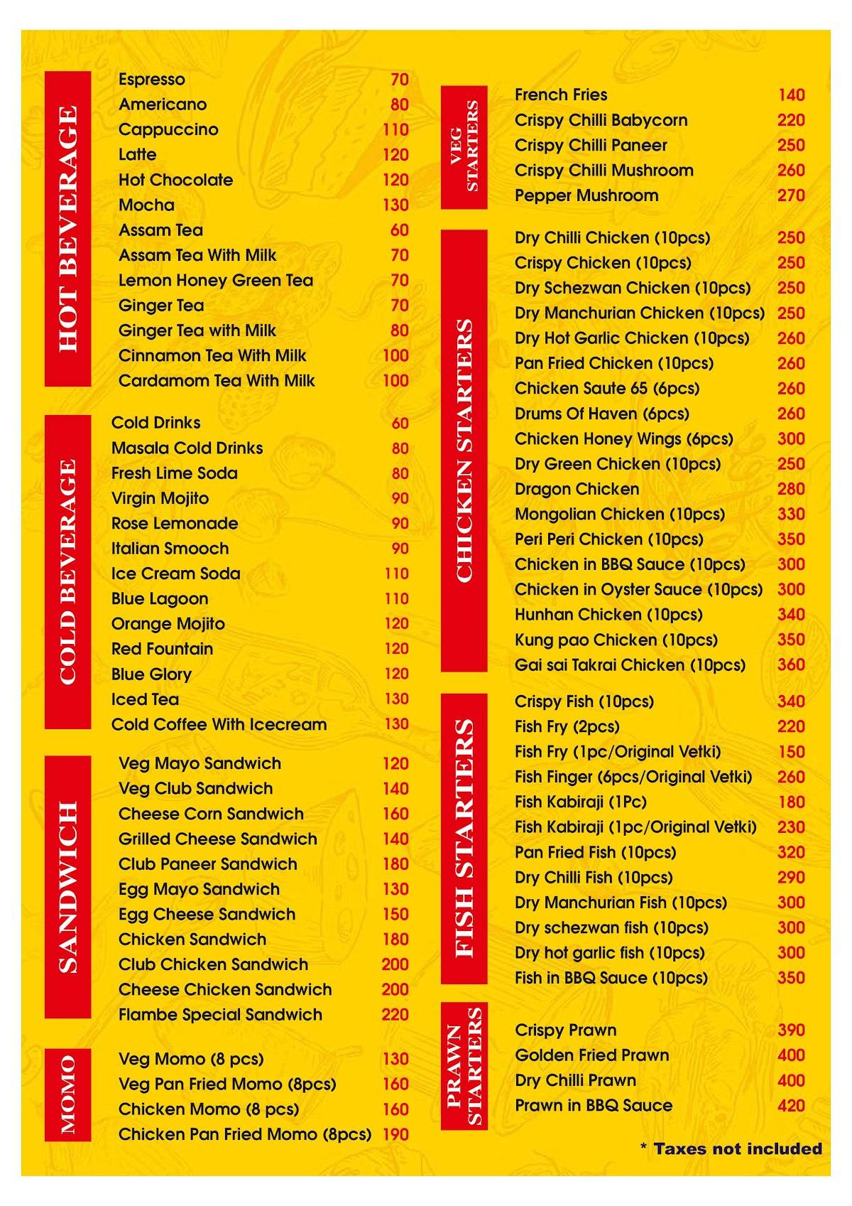 Flambe menu