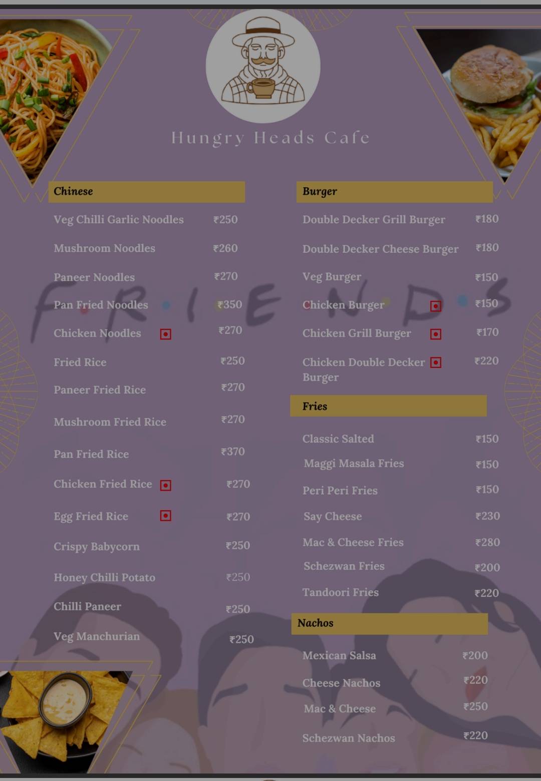 Hungry Heads cafe menu