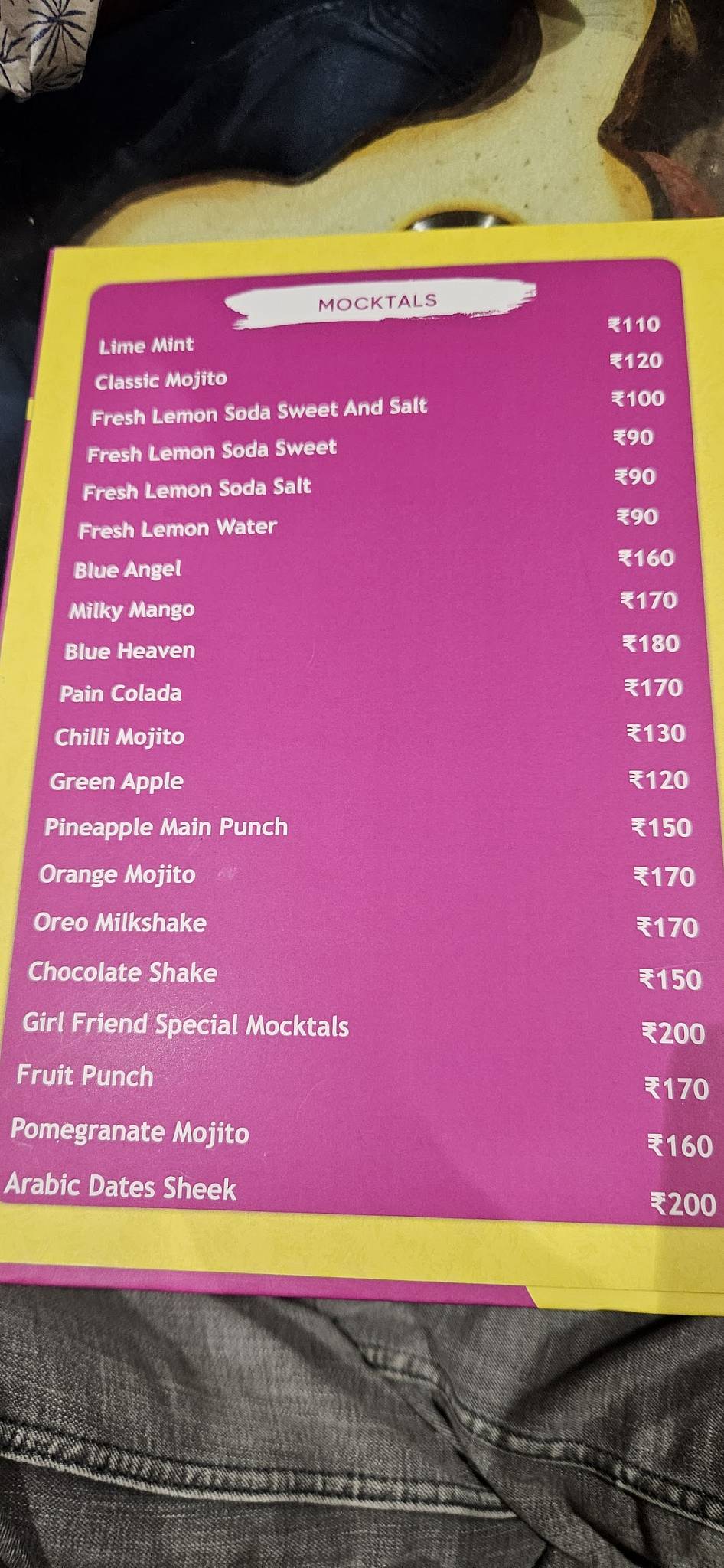 Girlfriend Mandi menu