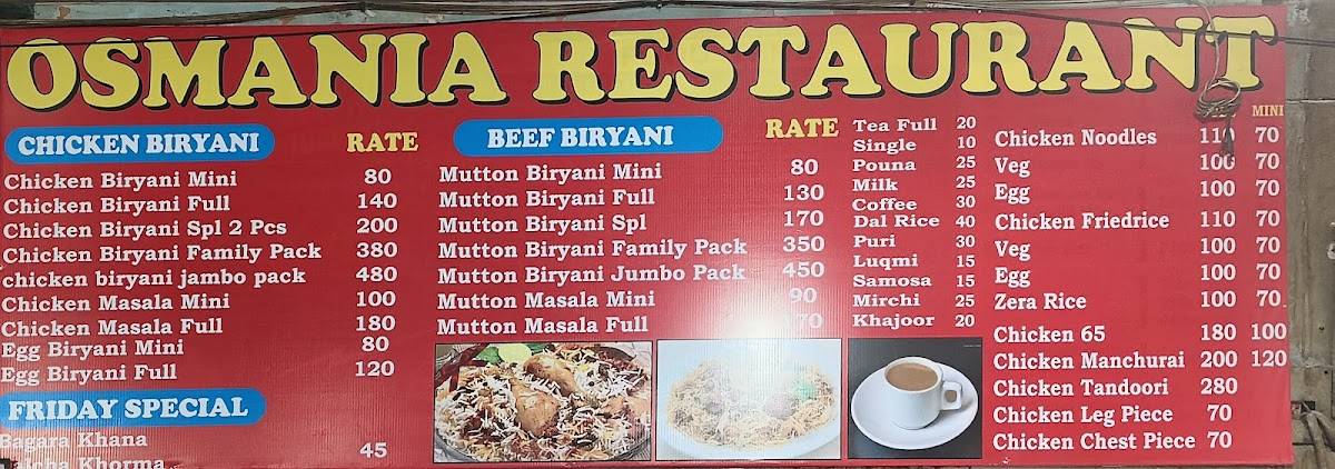 New Osmania Restaurant & Bakery menu