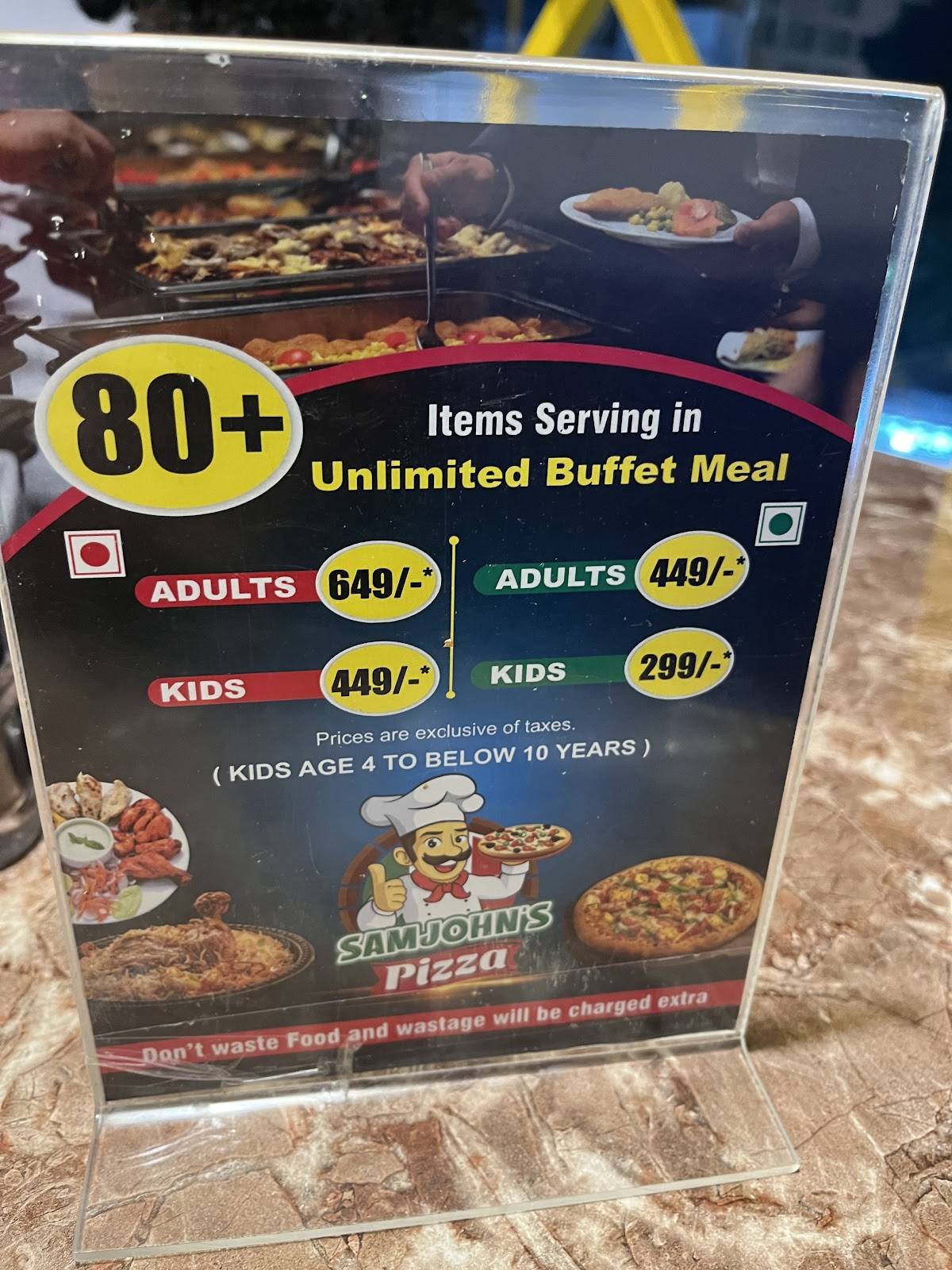 Samjohn's Pizza As Rao Nagar menu