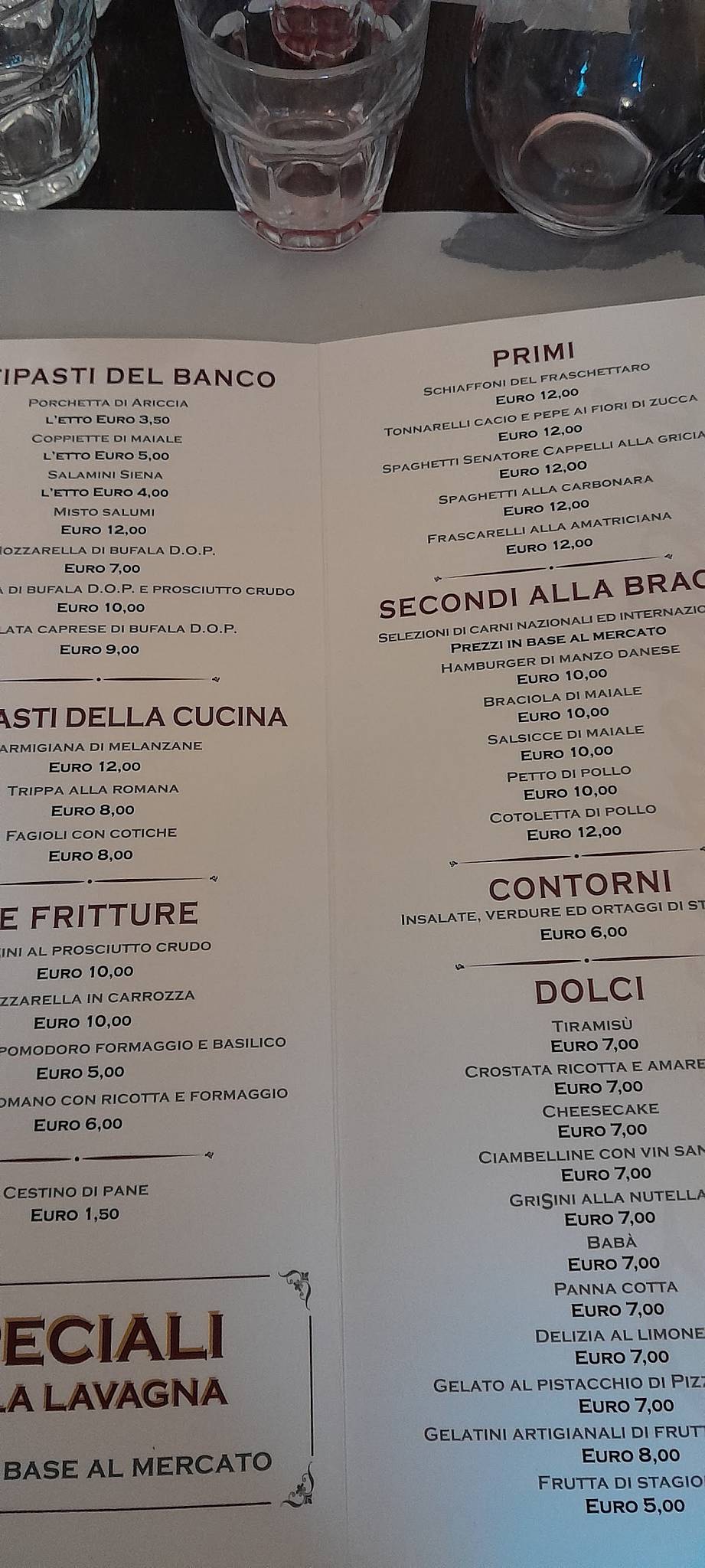 Menu de I Fraschettari