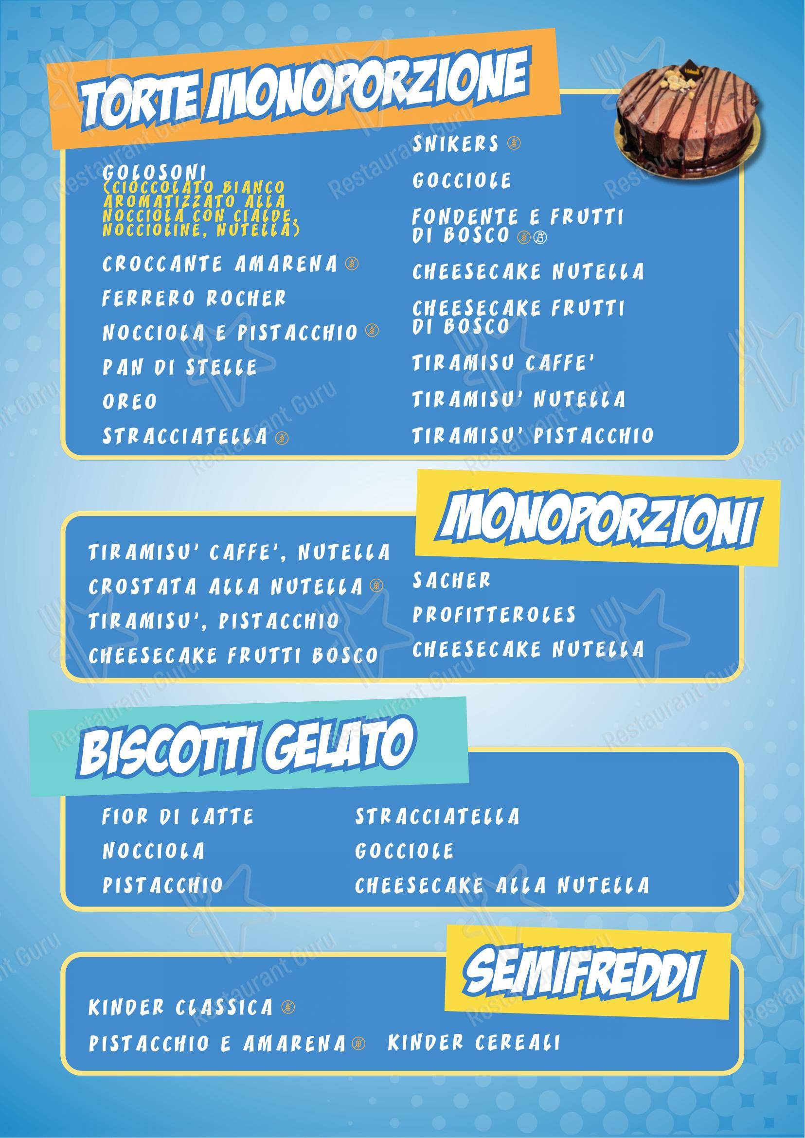 Menu per I Golosoni gelateria Garbatella ristorante