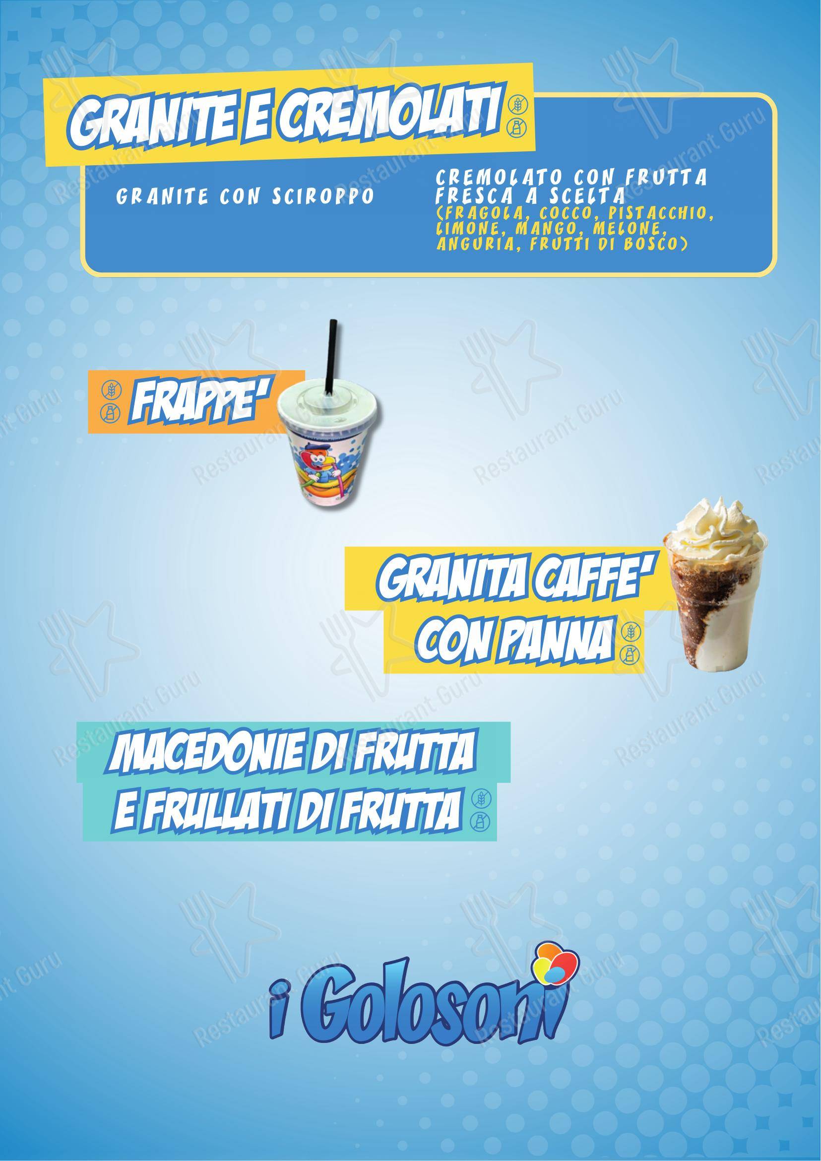 Menu per I Golosoni gelateria Garbatella in Roma