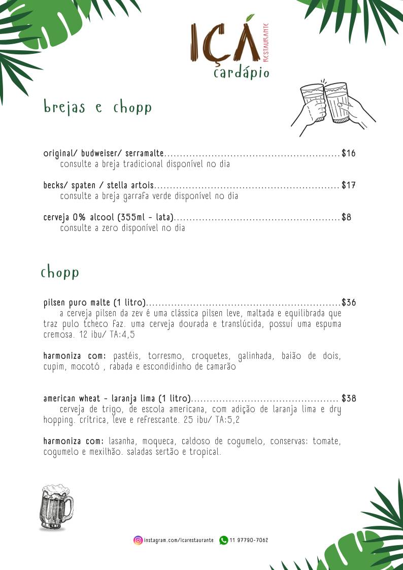 Iça Restaurante cardápio