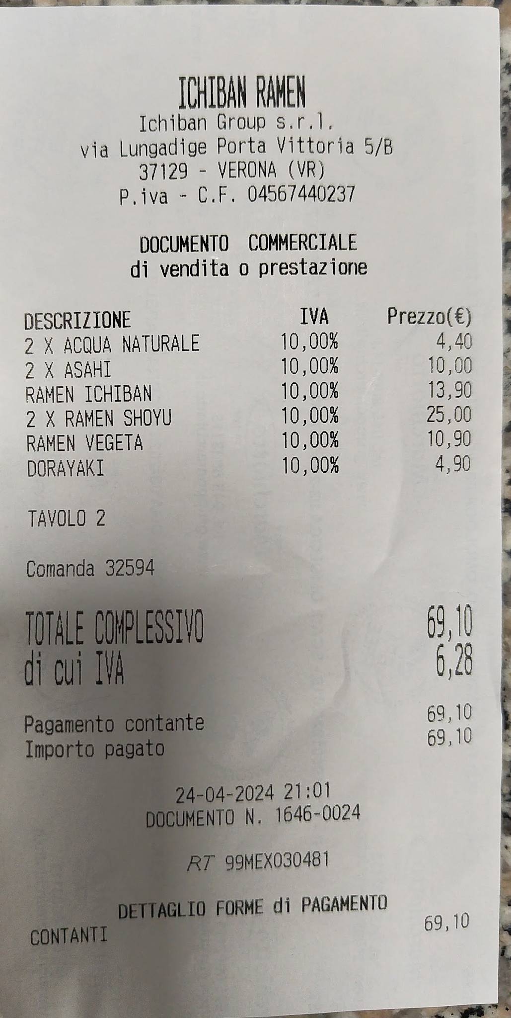 Menu di Ichiban Ramen Verona 