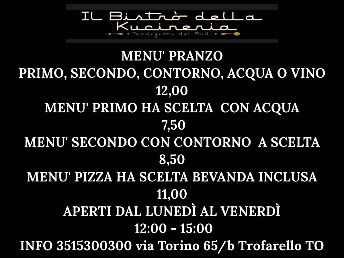 Menu di Il BISTRO’ DELLA KUCINERIA 