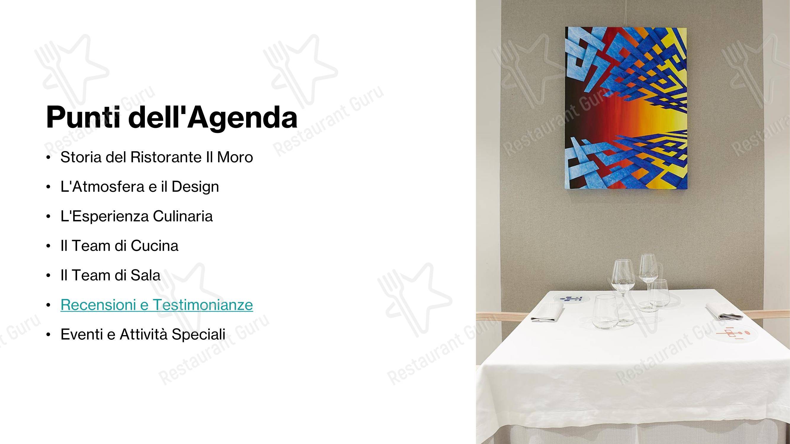 Menu bar per Il Moro Ristorante Monza in Monza