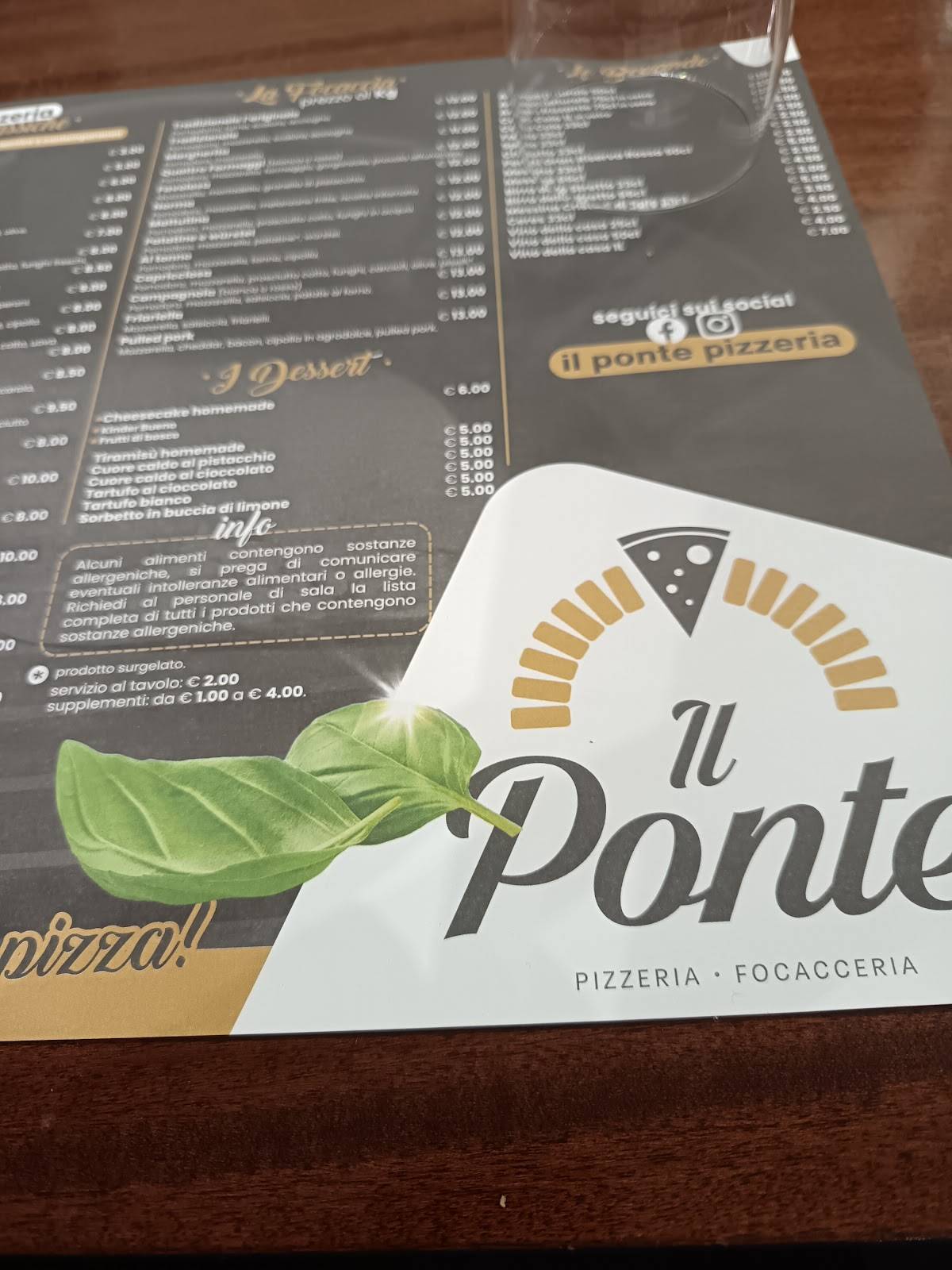Menu de Il Ponte Pizzeria dal 1993