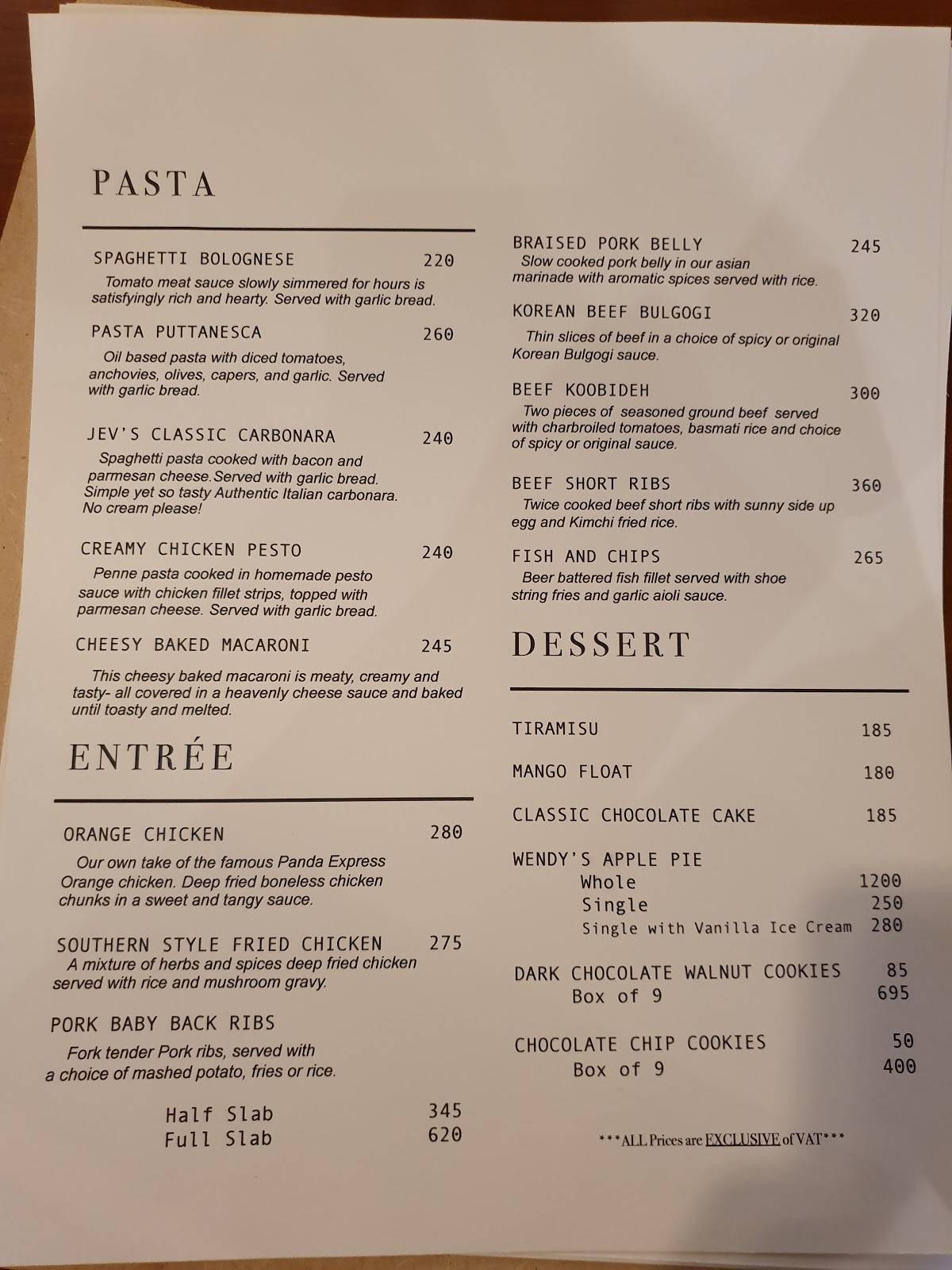 Menu at The Pantry Iligan restaurant, Iligan City