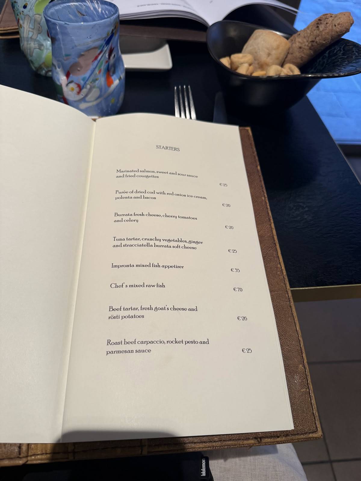 Menu de Impronta Restaurant Venice