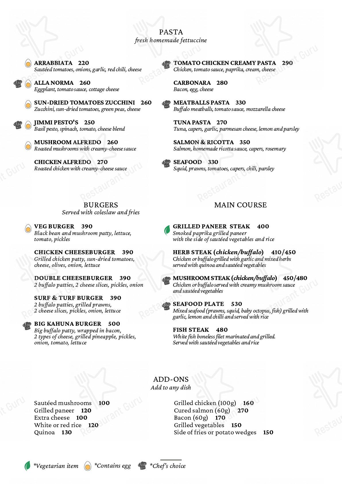 InDa Café menu - dishes and beverages