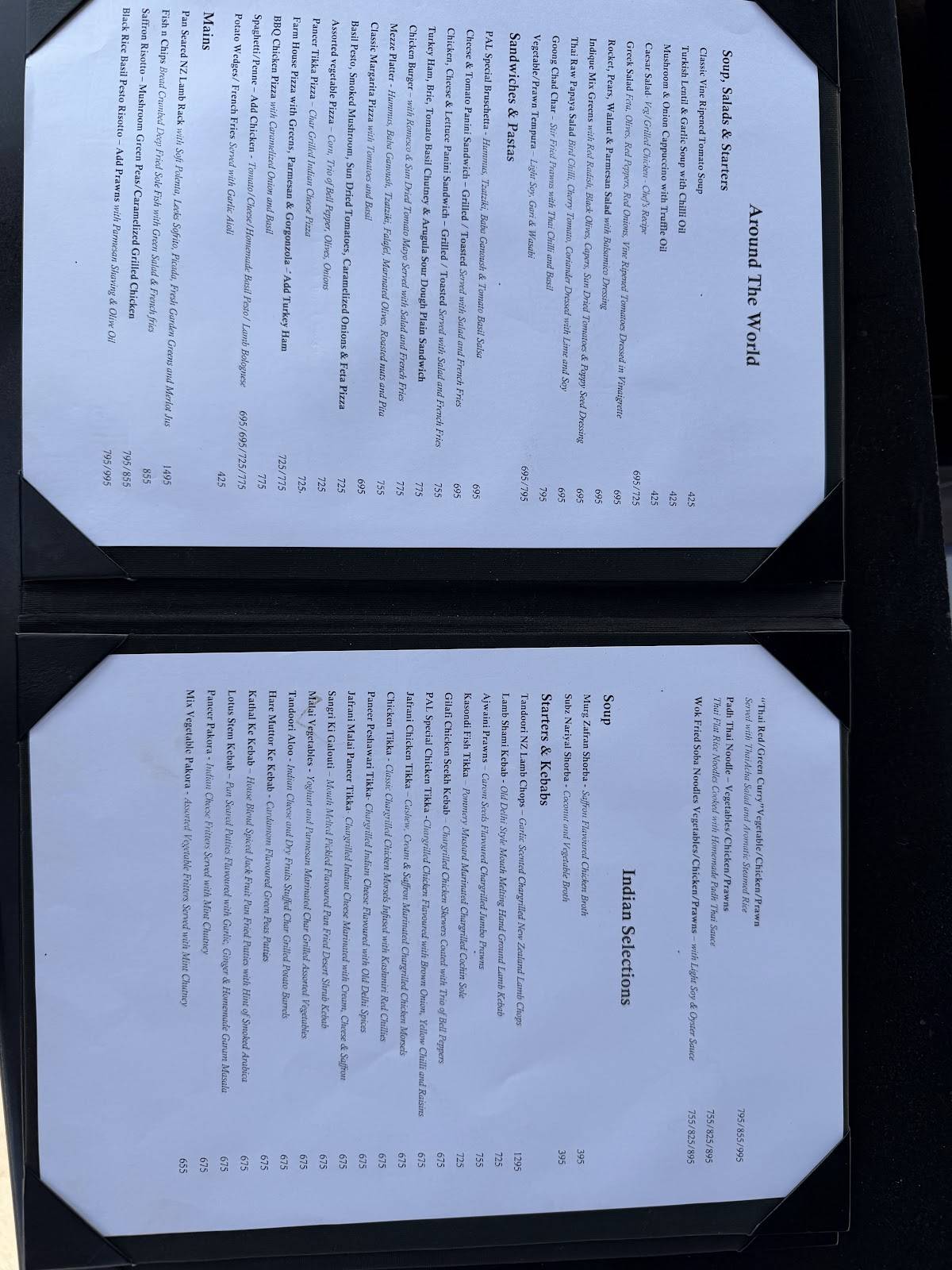 Indique Restaurant & Bar menu