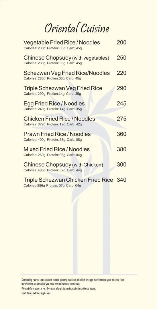 Infinit Roof Top Resto Bar menu