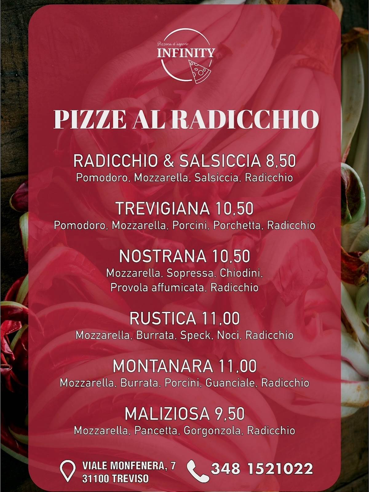 Menu di Infinity pizza Treviso 