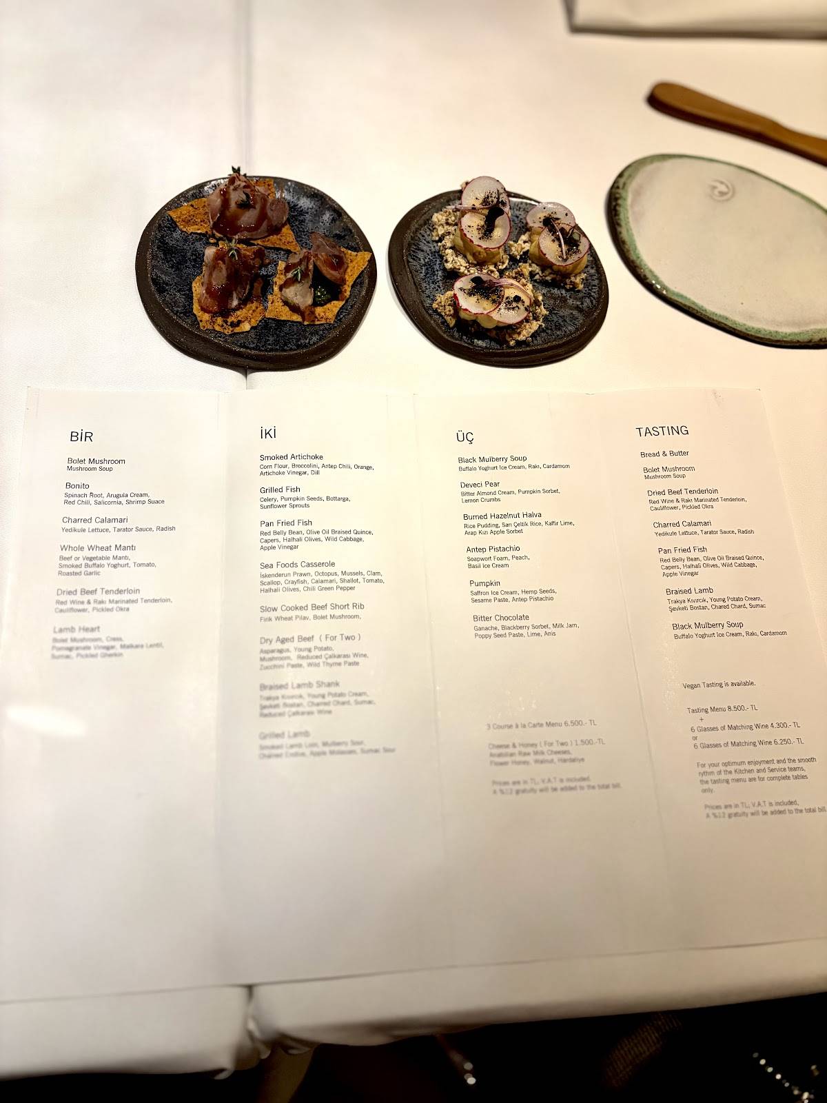 Menu de Mikla