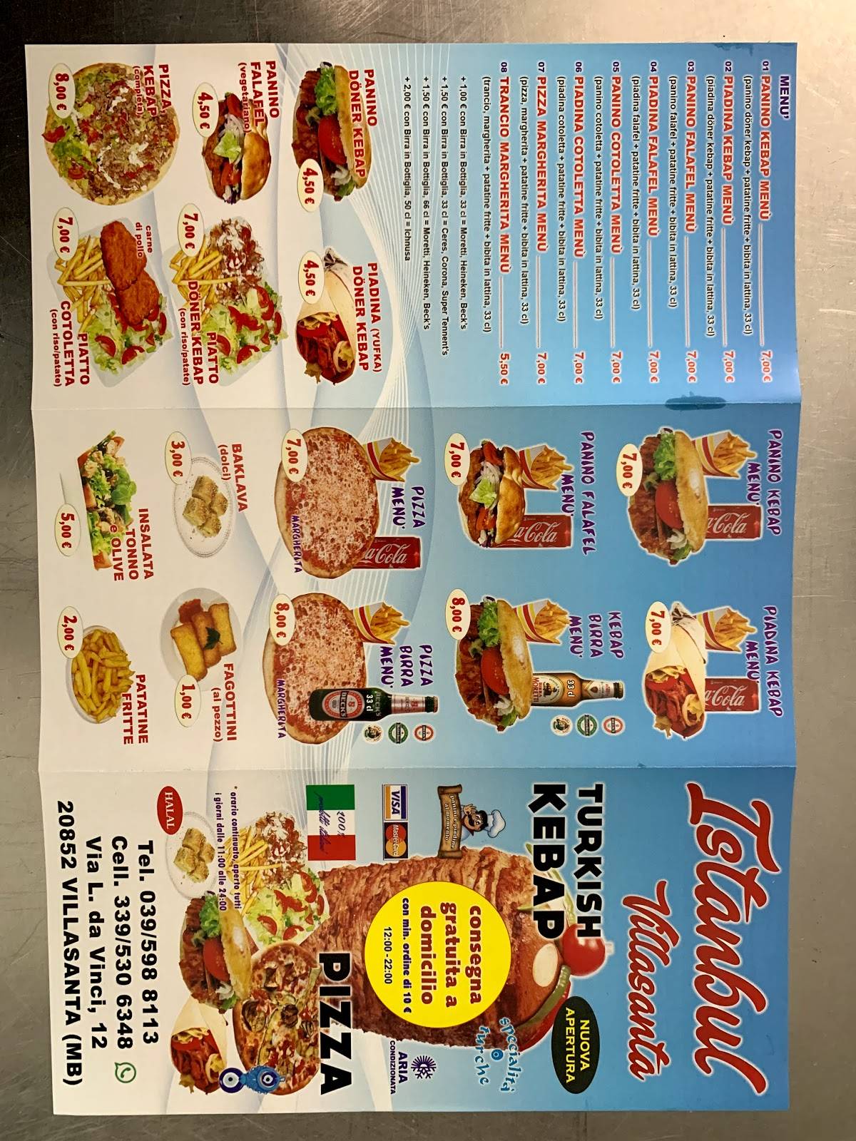 Menu di Istanbul villasanta pizza kebap musto gül 