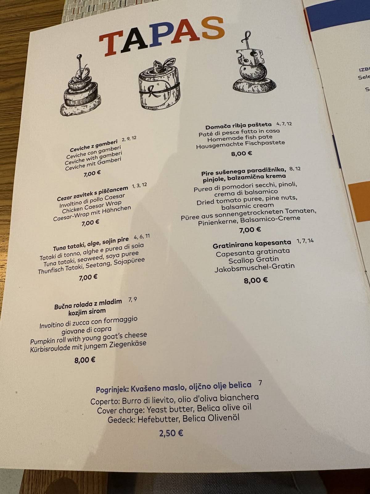 Menu di Istrian bistro & Tapas bar 