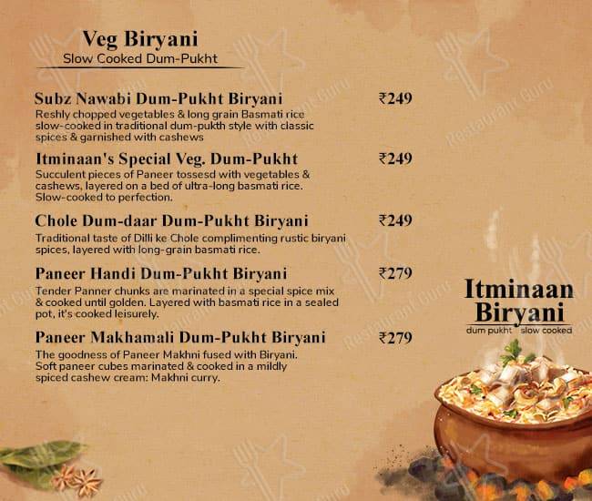 Itminaan Matka Biryani - Slow Cooked menu