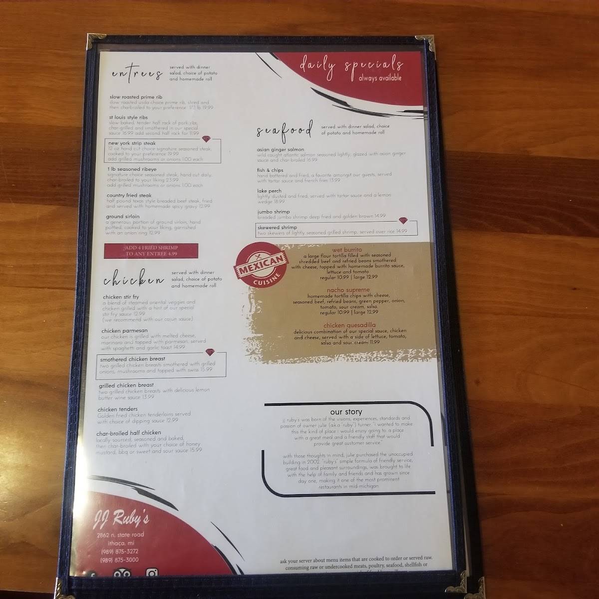 Menu at J J Rubys pub & bar, Ithaca