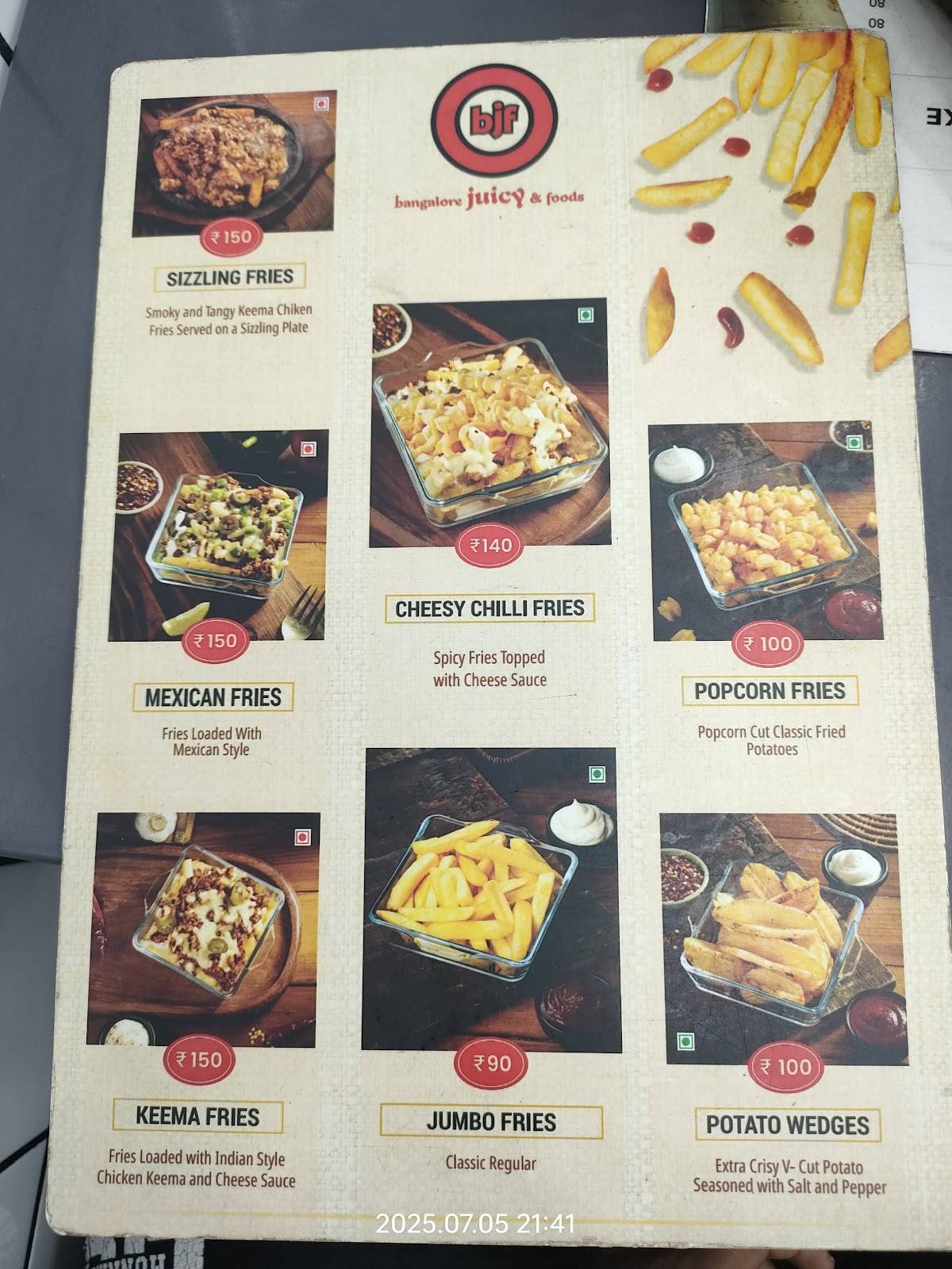 Bangalore JUICY & foods menu