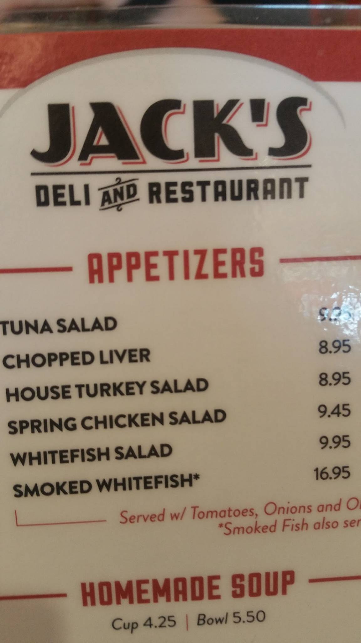 Menu at Jack's Deli and Restaurant, Cleveland