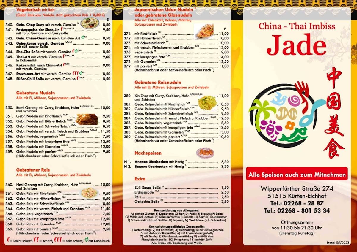 Speisekarte von Jade Imbiss China Thai fast Food, Kürten