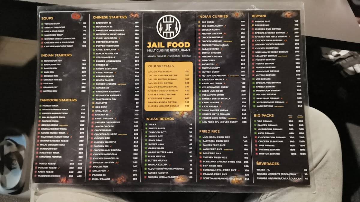Jail Food Multicuisine Restaurant menu