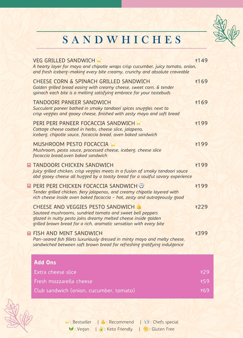 Café Caviar menu
