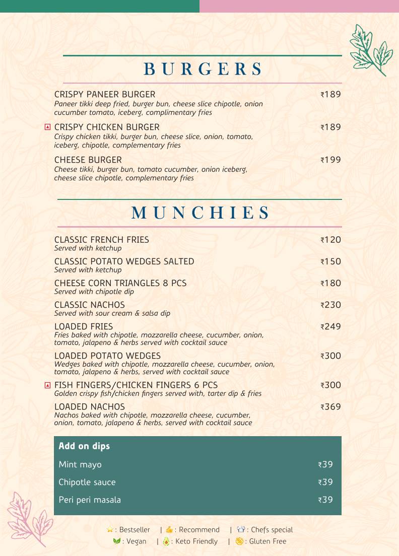 Café Caviar menu
