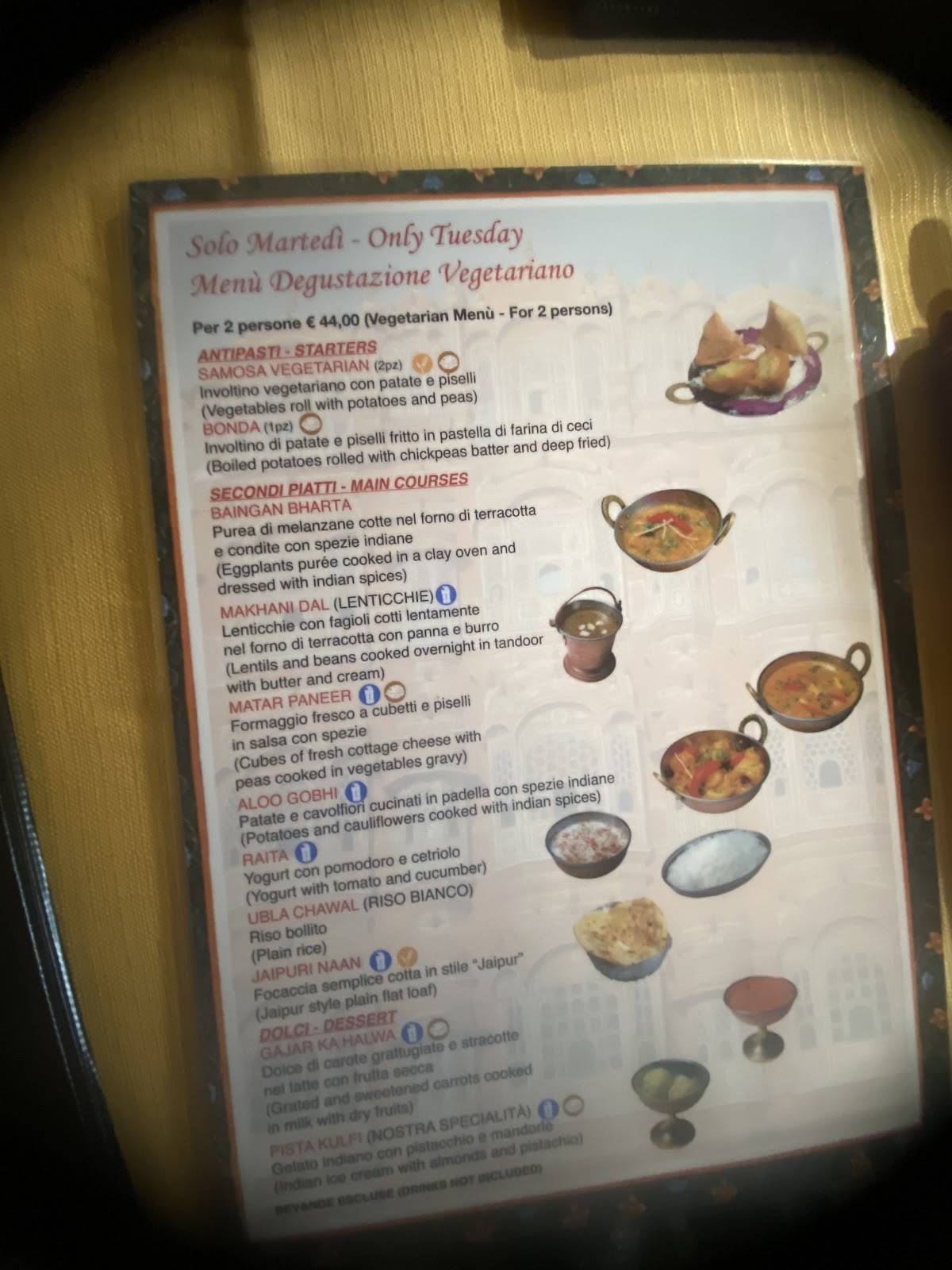 Menu di Jaipur - Ristorante Indiano 