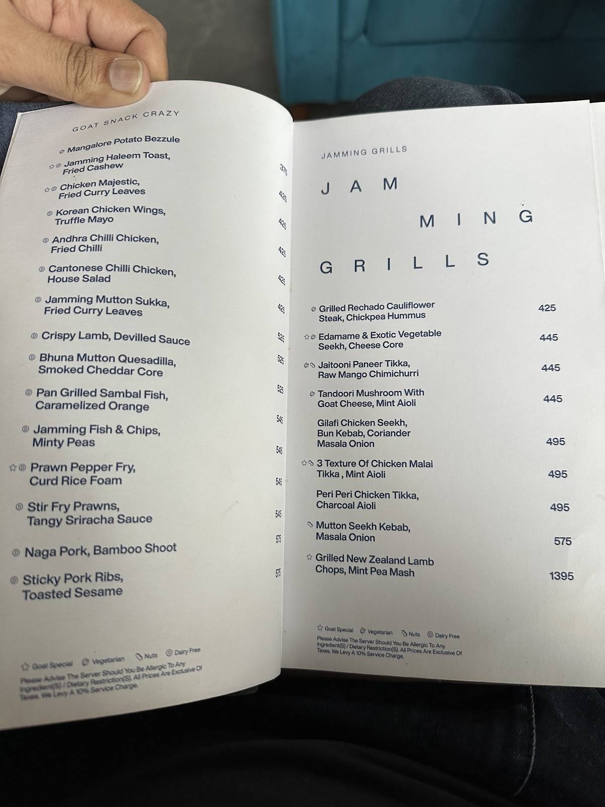 Jamming Goat 3.0 Hyderabad menu