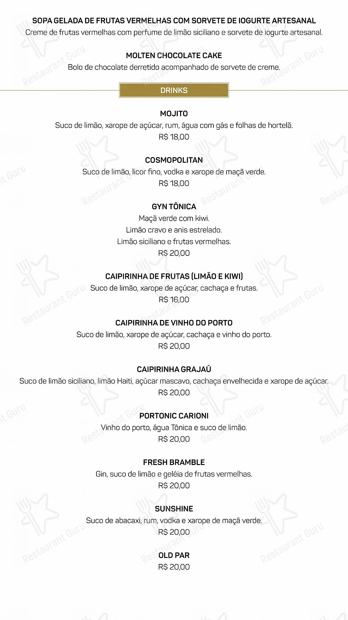 Jannu's Bistrô menu - Коктейльная карта