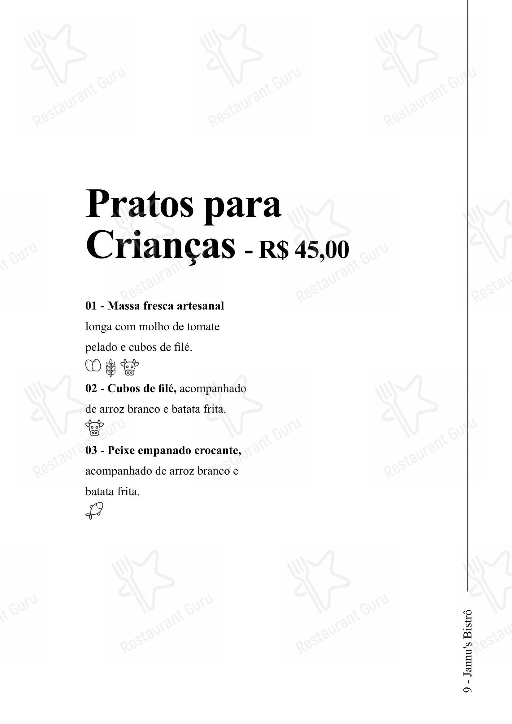 Menu para Jannu's Bistrô em Rio Branco
