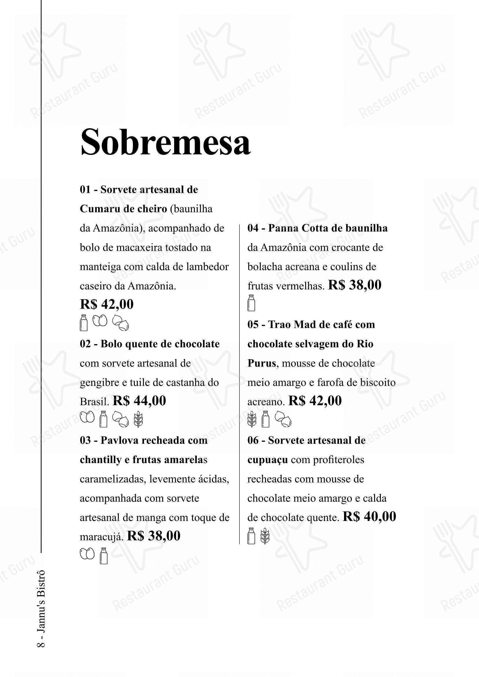 Jannu's Bistrô - Menu