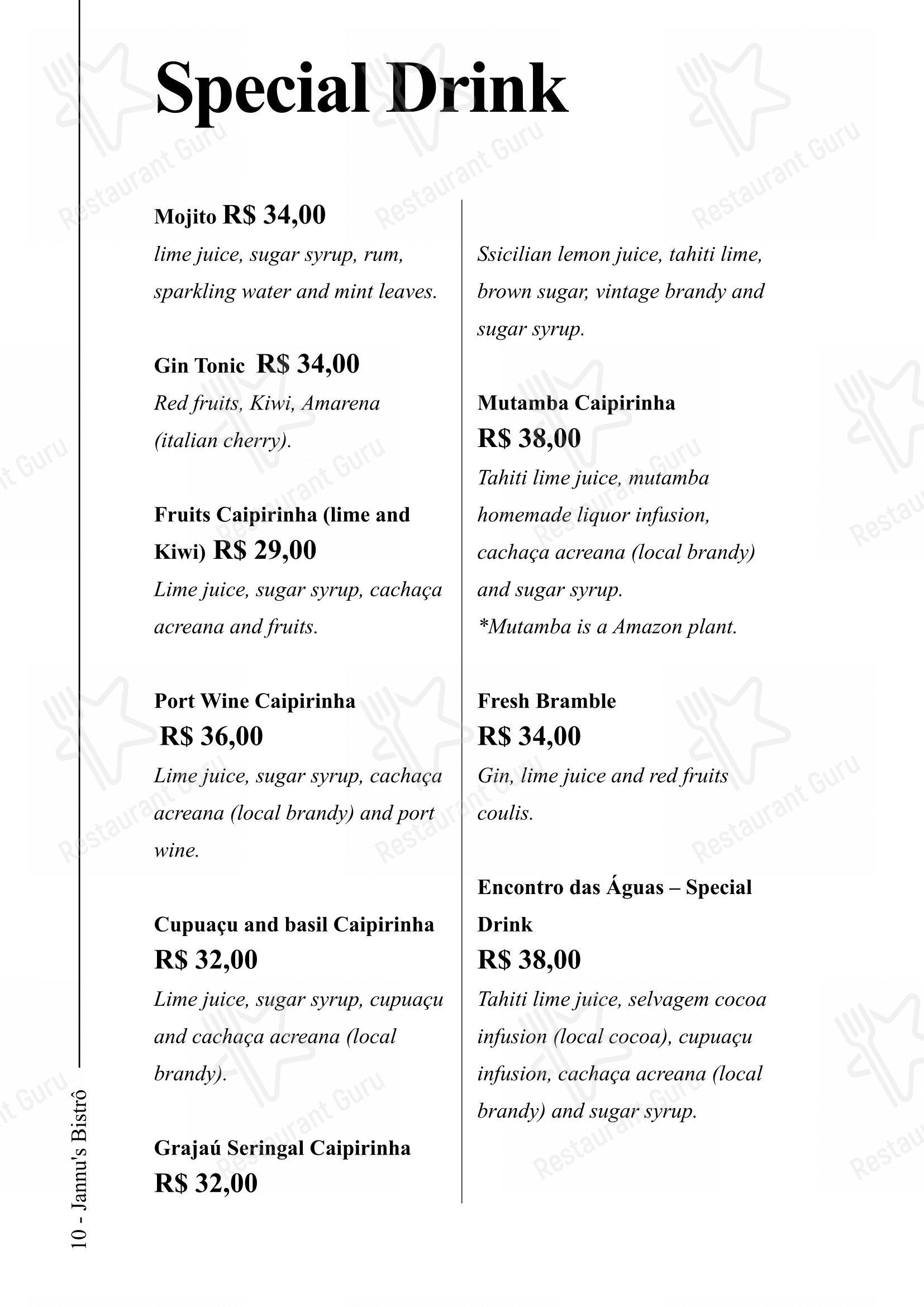 Jannu's Bistrô em Rio Branco - Menu bar
