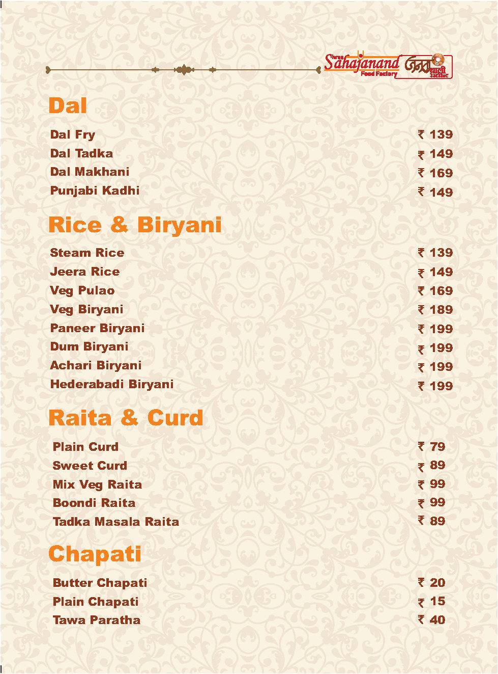 Janta Thali Restaurant menu