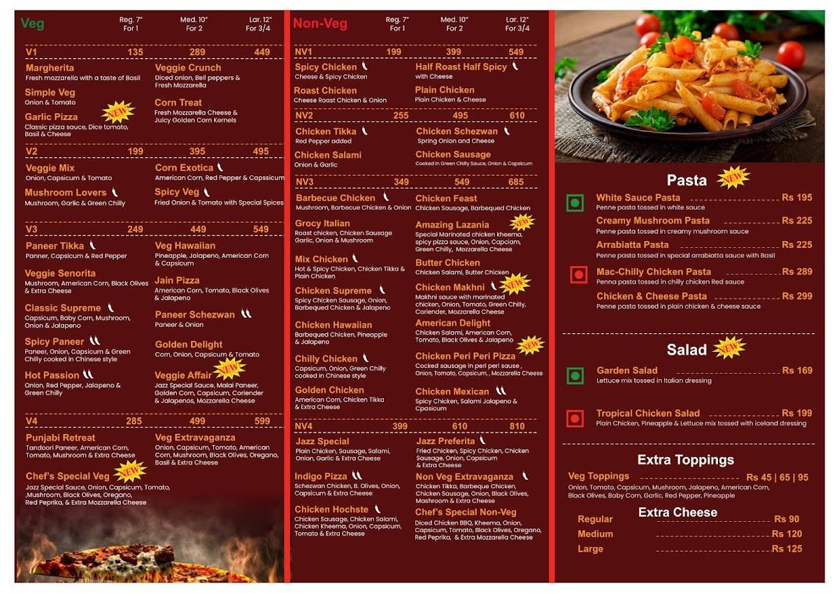 Jazz Pizza menu